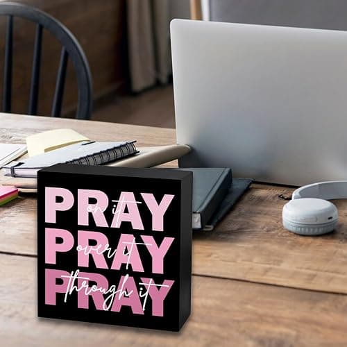 YINSSA Pink Room Decor Bathroom Signs Decor Gifts Inspirational Christian Gifts For Women Office Desk Dorm Room Essentials For Girls Pink Bathroom Accessories Shelf Inspirational Wall Art Present thumbnail 5
