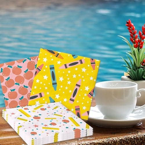 40Pcs Back to School Napkins-School Theme Ruler Apple Alphabet Paper Napkins First and Last Day of School Preschool Kindergarten Graduation Decoration thumbnail 4