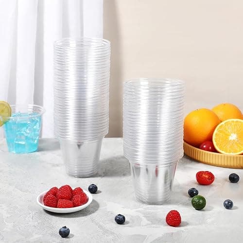 BYSNOW 250 Pack 9 oz Clear Plastic Cups, Disposable Cups for Party, Sturdy & Food Safe Plastic Wine Cups for Cocktail, Juice, Punch (9oz 250pack) thumbnail 7