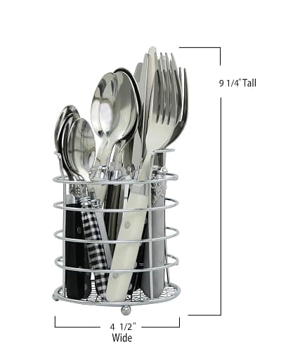 The Original Brink House Eclectic Black & White Mix & Match Stainless Steel Cutlery Set / 16 pieces with Metal Stand/Lifestyle utensils set for home, first apartment, dorm, dinner parties thumbnail 3