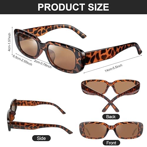 Ainiv Vintage Lunettes de Soleil Rectangulaires pour Femmes Hommes, Écran Solaire UV400 et Protection UV, pour Shopping, Voyage thumbnail 3