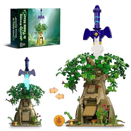 Tree & Sword Building Block Set for Boys, Compatible with Lego Set, Luminous Sword & Coin Toss Game, Magic Tree Game Action Figures Collectible Model Toys Gifts for Adult, Kids 8+ - Image 1
