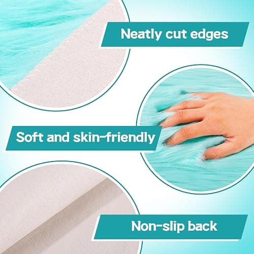 2 Pcs Locker Decor Rug for Middle ＆ High School Girls, 12" x 12", Lake Blue | Cosweet Mini Locker Accessories, Non-Skid Backing, Soft Fluffy Area Carpet, Aesthetic Nail Photography Props thumbnail 5