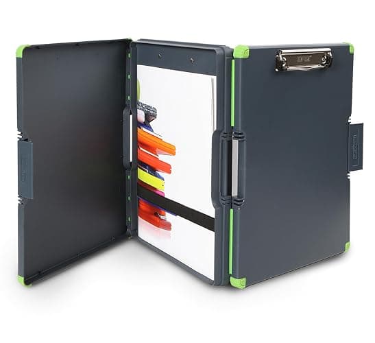 Dexas Duo Clipcase, Double Sided Clipboard Design, Portable Clipboards 13”x10” Gray/Green, Combine Style and Functionality Office Supplies for Nursing, School, Work, Trades, Home Office - Image 1