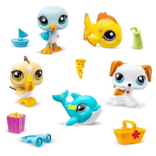 Littlest Pet Shop, Collector Set, Beach Besties Theme - Gen 7, Pets #61 to #65, Authentic LPS Bobble Head Figure, Collectible Imagination Toy Animal, Kidults, Girls, Boys, Kids, Tweens Ages 4+ thumbnail 5
