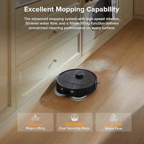 roborock Qrevo Series Robot Vacuum and Mop, 8000Pa Suction, Upgraded from Qrevo S, Anti-Tangle Brushes, Smart Obstacle Avoidance, Auto Mop Washing, All-in-One Dock, 200RPM Spinning Mops, Black(QV 35A) thumbnail 5