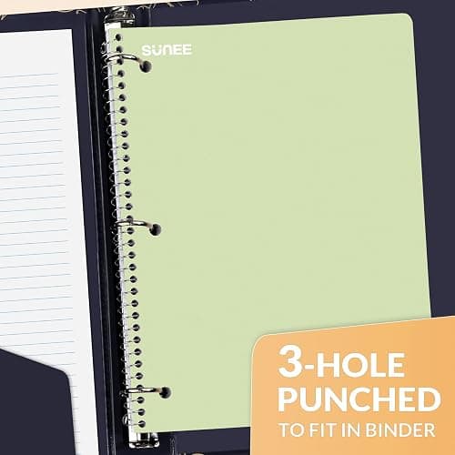 SUNEE Spiral Notebooks, 6 Pack, 1-Subject, College Ruled Paper, 8" x 10-1/2", 70 Sheets per Notebook, Assorted Aesthetic Colors Spiral Notebooks for School thumbnail 6