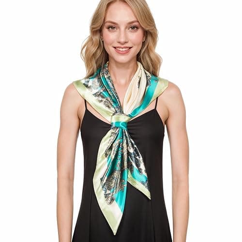 RIIQIICHY Head Scarf for Women Like Silk Scarf Hair Scarf Printed Square Scarf Bandanas for Women 35 Inches thumbnail 2