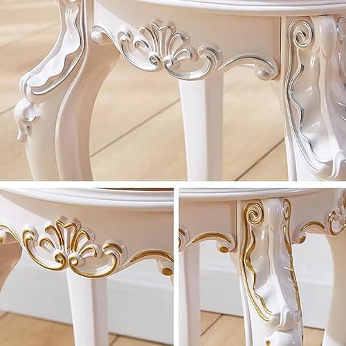Lebolna Vintage Vanity Stool & Chair, Round & Rectangular Makeup Stool, Cute Ottoman Bench Seat, Victorian Style, Golden Velvet, 17 Inch Sitting Height - Golden Velvet - Rectangular thumbnail 5