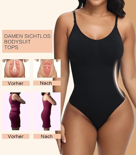 Breampot Shapewear Damen Bauchweg Bodysuit Formender Vielseitige Body Shper Frauen atmungsaktiven Materialien mit Verstellbarer Schultergurt thumbnail 4