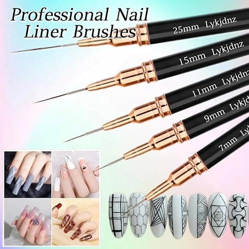 5pcs Nail Art Liner Brushes, Liner Brush For Nails Gel, Thin Nail Art Brush, Sizes 7/9/11/15/25mm. 3pcs Nail Art Clean Up Brushes, For Nail Design Painting Diy And Clean Polish Mistake On The Cuticles thumbnail 5