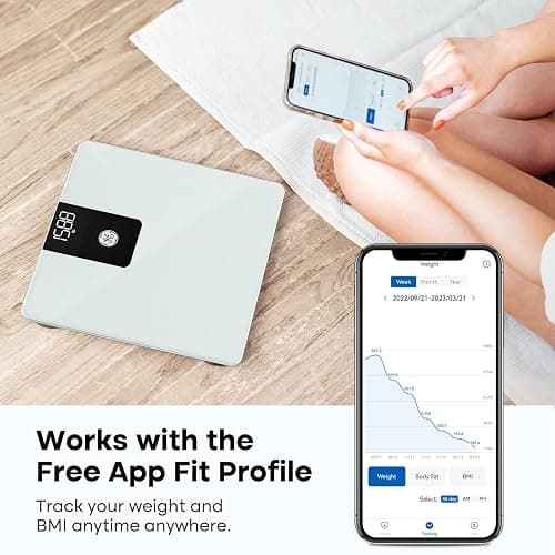 GE Scale Body Weight Bathroom: 500lb BMI Weight Scales for People Accurate Bluetooth Weighing Digital Scale Electronic Weigh Scales White thumbnail 2