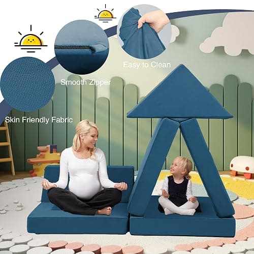 Edbuosy 22Pcs Modular Kids Play Couch - Kids Couch for Playroom Bedroom Living Rooms Toddler Sofa for Inspiring Child Creativity，Children Convertible Foam Sofa thumbnail 6
