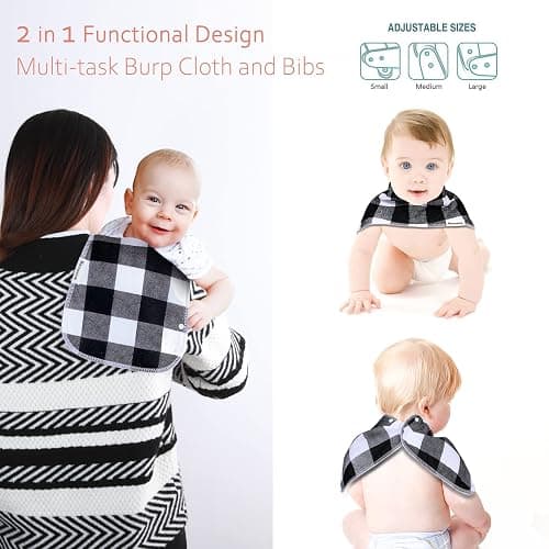 Benoxine Baby Burp Cloths & Baby Bibs 2-in-1 Design Large Size 3 Layers Thicken Cotton Super Absorbent and Soft Baby Spit Up Burping Rags Baby Burp Cloth Set for Boys and Girls Solid 12 Pack thumbnail 4