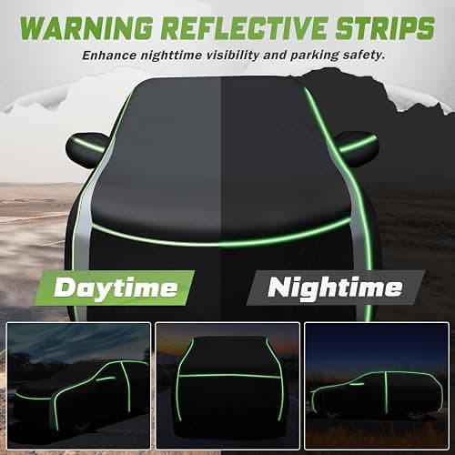 Mixsuper Liner Car Cover for Chevy Traverse 2009-2026, 7 Layers Full Car Cover All Weather Car Covers for Chevy Traverse, Waterproof Outdoor Cover with Zipper Door Reflective Strips thumbnail 7