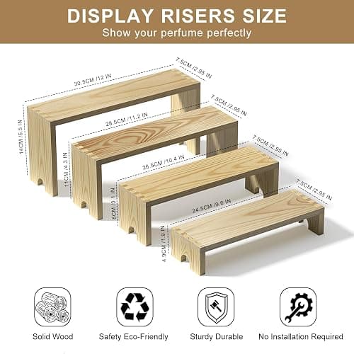 2 Set Wooden Tiered Risers Display Stands for Vendor Events,Stackable Wood Cupcake Display Stand,Farmhouse Decor Wood Dessert Table Display Set,Vendor Booth Display Items,Food Display Risers for Party thumbnail 3