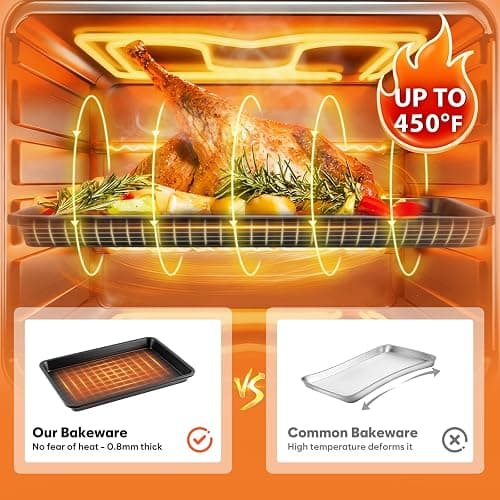 Cookie Sheets for Baking with Cooling Rack Set of 4, 0.8mm Thick Nonstick Baking Sheets for Oven, Half/Quarter/Jelly Roll Pans for Oven, Heavy Duty Oven Trays with Diamond Texture thumbnail 7