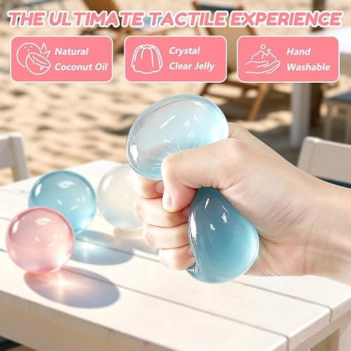 Coconut Oil Squishy, Colorful Squishy Fidget Toys, Handmade Slow-Rising Fidget Squeeze Toys, Sensory Stress Relief Toy for Adults, Sensory Fidget Oil Ball Toy for Kids Favors Birthday Gifts-Pink thumbnail 5