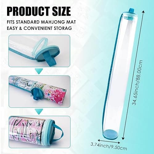 34 Inch Clear Mahjong Mat Bag,Waterproof Storage Bag for Mahjong Mat | with Hanging Strap,Organizer for Mahjong Rack,Board Games,Tripod,Multi-Purpose Storage Bag,Mint Green(Bag Only) thumbnail 2