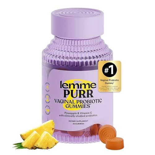 Lemme Purr Vaginal Probiotic Gummies for Women - Balanced pH, Healthy Odor, Yeast Balance & Flora Support + Vitamin C for Immune Health - Tasty Pineapple (60 Count) - Image 1