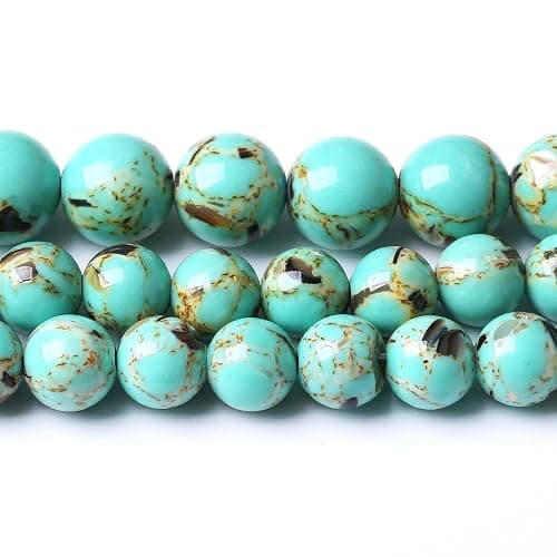 60PCS 6MM Turquoise Beads with Mother-of-Pearl Round Loose Beads Natural Gem Beads for Jewelry Making 15 thumbnail 2