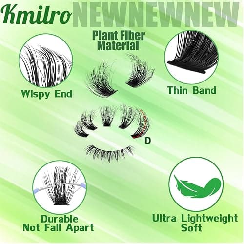 Kmilro Lash Clusters with Bottom Lashes Cluster Eyelash Extensions Wispy 10-22mm Volume Individual Lashes with Lower Eyelash Clusters 316pcs 150D+200D Thick False Lashes DIY at Home thumbnail 4