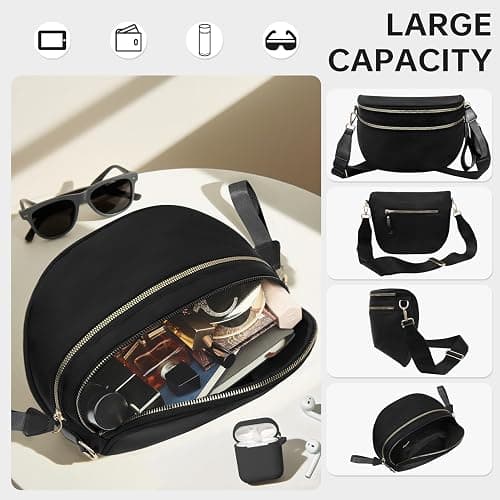 Bum Bag Crossbody Bags for Women Fashion Waist Packs Large Fanny Packs Belt Bag Checkered Purse Handbags Wallets Purses Trendy Shoulder Bag (Black-new, One Size) thumbnail 6