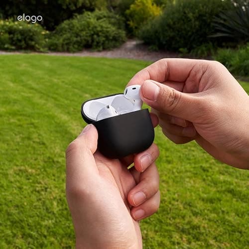 elago Liquid Hybrid Case Compatible with AirPods 4th Generation Case - Compatible with AirPods 4 Case Cover, Triple Layer Protection, Wireless Charging, Shock Resistant, Easily Cleaned (Black) thumbnail 9