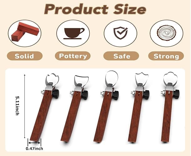 GEOCCI Pottery Handle Making Tool Sculpture Scraper Pottery Carving Tool Pottery Cup Handle Shape Tool for Tea Cup Mug Utensil Vase Handle Clay Cutters (5 PCS) thumbnail 2