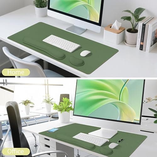 Carethos Green Desk Pad and Keyboard Wrist Rest, 3in1 Mousepad + Keyboard Wrist Rest+Mouse Wrist Rest for Home Office Table Computer Cover. (31.5×15.7,Green) thumbnail 7