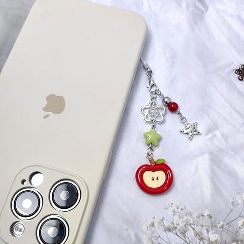 Nalefow 2PCS Cute Phone Charms Aesthetic Y2k Pink Guitar Strawberry Star Phone Straps Key Chains for Keys Bags Camera thumbnail 3