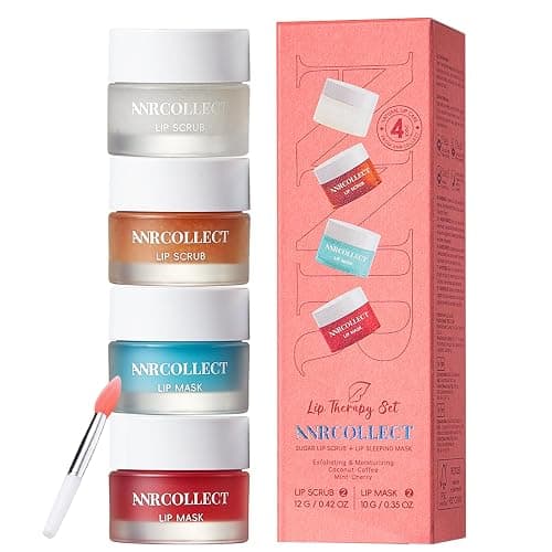 ANRCOLLECT Lip Scrub and Lip Mask Set- Lip Treatment Care Kit with 2 Lip Exfoliator Scrub & 2 Lip Butter Mask, Intense Hydration Set for Dry Chapped Cracked Lips (4 Pack) - Image 1