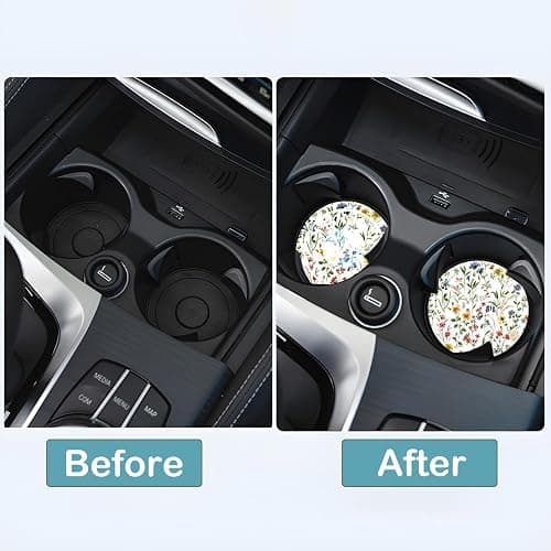 Car Cup Holder Coasters, 2 Pack – 2.75" Universal Auto Anti-Slip Insert Coaster, Rubber Car Coasters, Personalized Car Accessories for Women & Men (Wildflowers) thumbnail 6