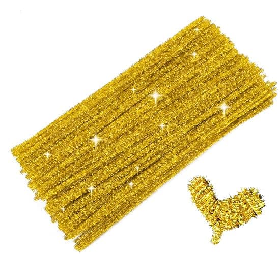 GAGANIU Glitter Gold Craft Pipe Cleaners, Bright Color Chenille Stems for Crafts – 12 inch Craft Supplies for DIY Projects, Art Activities, Decorations & More - Image 1