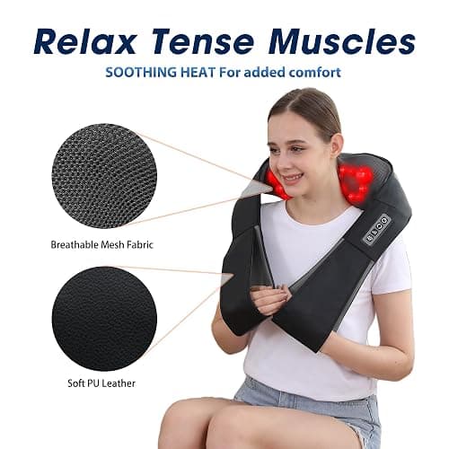 UFFAE Shiatsu Neck and Back Massager with Heat, Electric Deep Tissue Kneading Neck and Shoulder Massage, Best Gifts for Women Men Mom Dad Mothers Fathers Day Birthday Gift (NOT Cordless) thumbnail 5