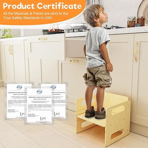 Acenova Montessori Weaning Table and Chair Set, Wooden Weaning Toddler Kids Table with Hook for Toddlers, Montessori Furniture for Reading, Snacks, Play, Learning & Activity Time Kids Toddler Desk thumbnail 9