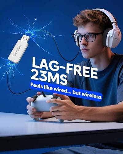 NUBWO Wireless Gaming Headset with Mic for Ps5 Ps4 PC, Zero Interference, 100-Hour Battery All-Day Play, 23ms Sync​ for Fortnite & Call of Duty/FPS Gamers, Triple Mode All Devices Compatible - White thumbnail 3
