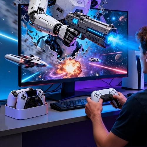 NEWDERY for PS5 Controller Charger Station Compatible with Dualsense Edge, Fast Charging Dock Stand with Cable, Dual Charging Station for PlayStation 5 & DualSense Edge Controller thumbnail 7