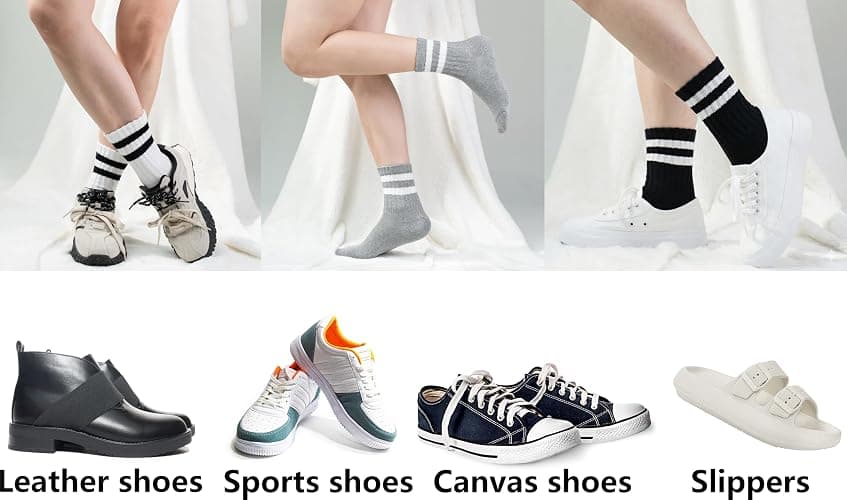 BomKinta Womens Striped Crew Socks - Retro Above Ankle Cotton Sock - Casual Cozy Athletic Style Socks Gifts Size 5-10 thumbnail 5