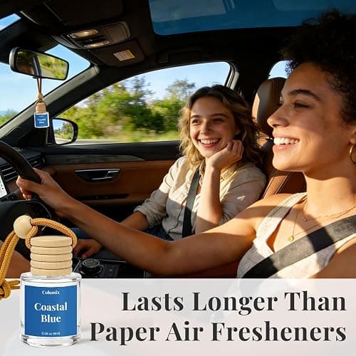 Car Air Fresheners, Colomix Coastal Blue Hanging Car Diffuser 2 Packs, Essential Oil Auto Odor Eliminator, Long Lasting Natural Scent, Car Aroma Freshener for Rearview Mirror thumbnail 5