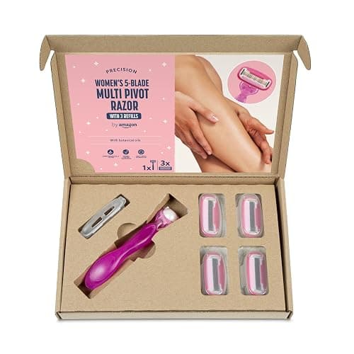 by Amazon Women's 5 Blade Razor with Multi Axis Pivot handle + 3 refills thumbnail 5