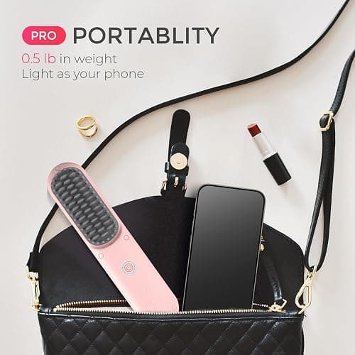 TYMO Cordless Hair Straightener Brush - Porta PRO Portable Straightening Brush for Travel, Mini Ionic Hot Comb Straightener for Women, Lightweight on-The-go, Cordless and Fast Charger Dual Power thumbnail 6