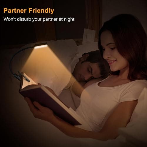 Gritin 16 LED Rechargeable Book Light for Reading in Bed- Eye Caring 3 Color Temperatures, Stepless Dimming Brightness, 80 Hrs Runtime, Lightweight Flexible Clip on Light for Book Lovers thumbnail 7