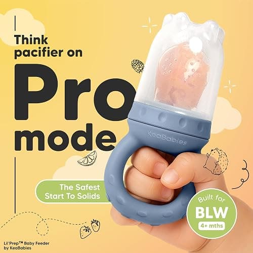 KeaBabies Baby Fruit Feeder 2pk - Silicone Baby Food Feeder for Babies 6-12 Months, Breast Milk Popsicle Teether, Weaning, Pacifier, Freeze Frozen Solid Food, Infant Feeding Essential (Slate) thumbnail 2