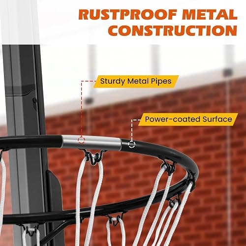 GYMAX Wall Mounted Basketball Hoop, Indoor Outdoor Basketball Rim Replacement with Net, Double Spring and Fixtures, Heavy-Duty Professorial Basketball Ring Goal for Kids Adults (Black, PE Net) thumbnail 4
