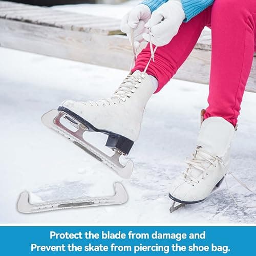 Cyrank 1 Paar Sport Hockey Blade Guards, Eishockey Skate Blade Guards Kunststoffabdeckung mit Spring Ice Skating Protector für Kinder Erwachsene Eiskunstlaufschuhe thumbnail 2
