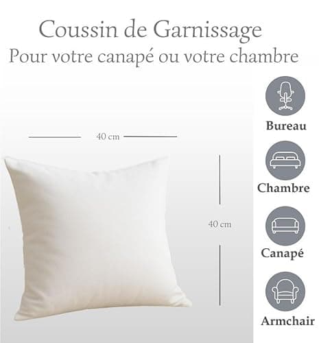LNT France - Lot de 4 Coussins de Garnissage 40x40cm, Ultra Gonflant, Coussin Canapé, Coussin à Recouvrir, Rembourrage Coussins Blanc. thumbnail 2