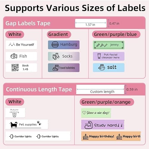 ORGSTA Label Maker, S001 Portable Bluetooth Label Maker Machine with Tape, Thermal Label Printer for Home, Office, School Organization, Wireless Mini Labeler Machine, Pink thumbnail 4