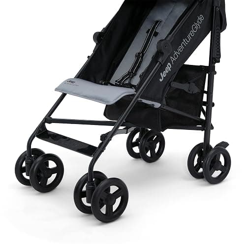 Jeep AdventureGlyde Stroller by Delta Children - Lightweight Travel Stroller with Smoothest Ride & Compact Fold, 3-Position Recline, Extra Large Storage Basket, Black/Grey thumbnail 11