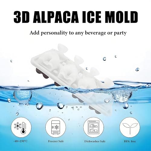 3D Alpaca Ice Cube Mold, 4 Hole Fun Shapes Large Daarcin Ice Cube Tray for Whiskey,Cocktail,Bourbon, Cute Novelty Animal Gifts for Women, BPA Free (Black) thumbnail 6